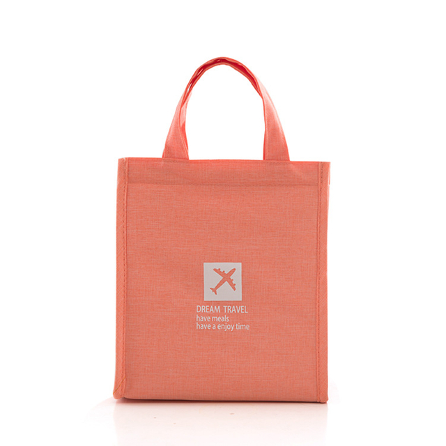 Minimalist Printed Insulated Lunch Bag with Handle for Portable Food and Beverage Storage