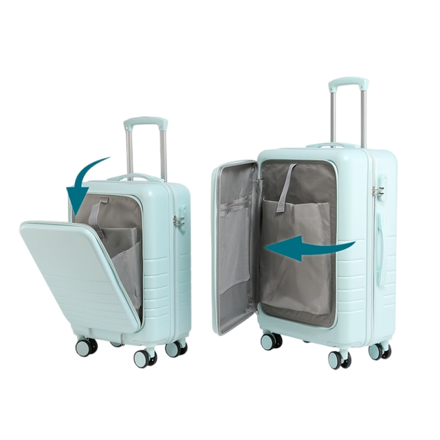 Large Capacity Women’s Carry-On Suitcase | 20 Inch Front-Opening Spinner Luggage with Password Lock