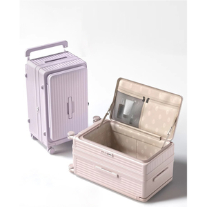 Expandable Front Opening Hard Shell Suitcase | Shockproof Travel Luggage for Students & Business