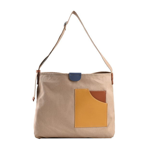 Vintage Color Block Canvas Tote Shoulder Bag | Canvas Handbag Manufacturer & OEM Supplier