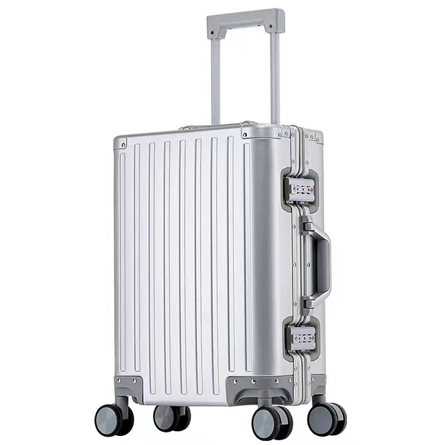 Full Aluminum-Magnesium Alloy Suitcase | 20/24/28 Inch Metal Frame Spinner Travel Luggage