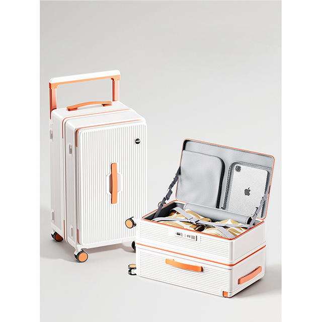 Large 28–32 Inch Durable Suitcase | Wide Handle Spinner Travel Luggage with Side Opening Design